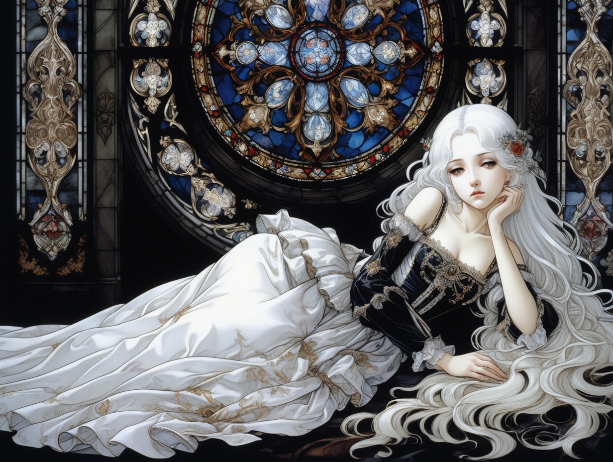 A GOTHIC PRINCESS LYING ON THE GROUND THERE
