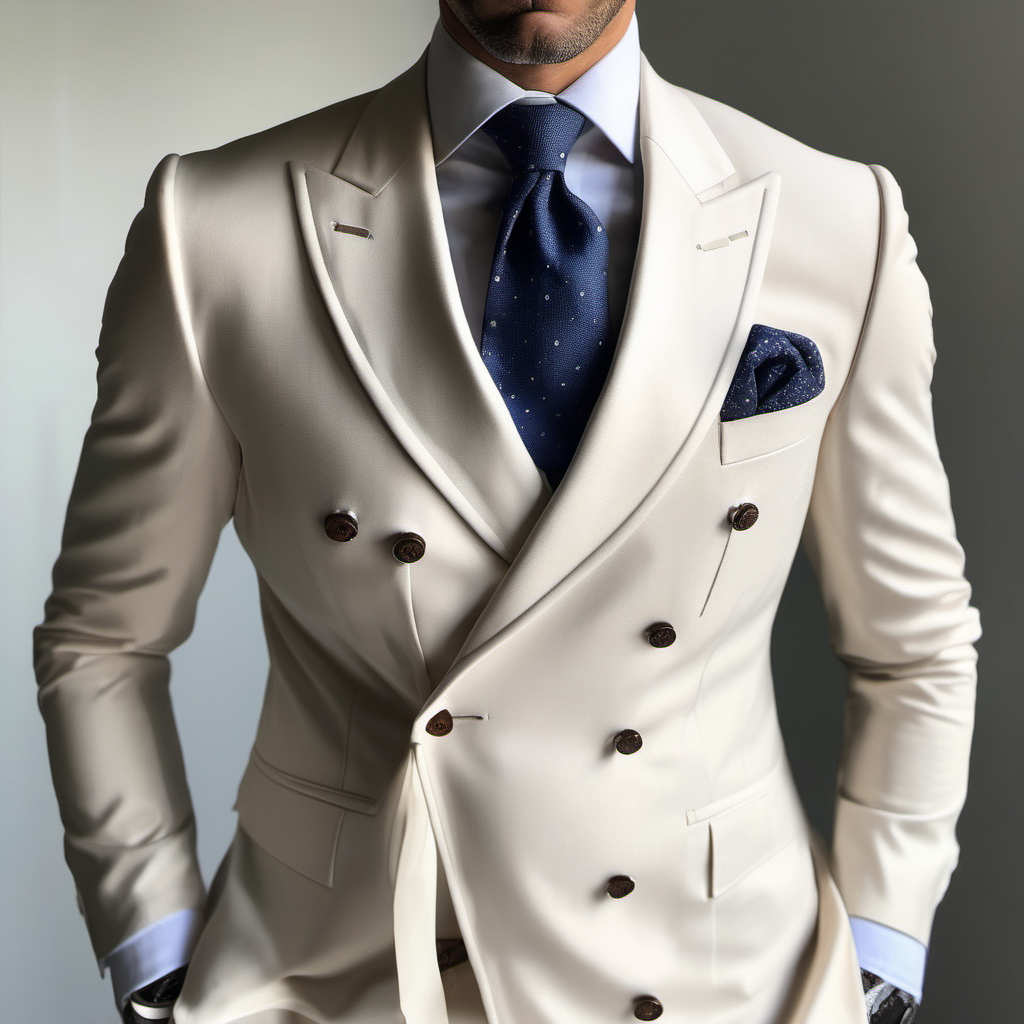 Double breasted mens suit with white background