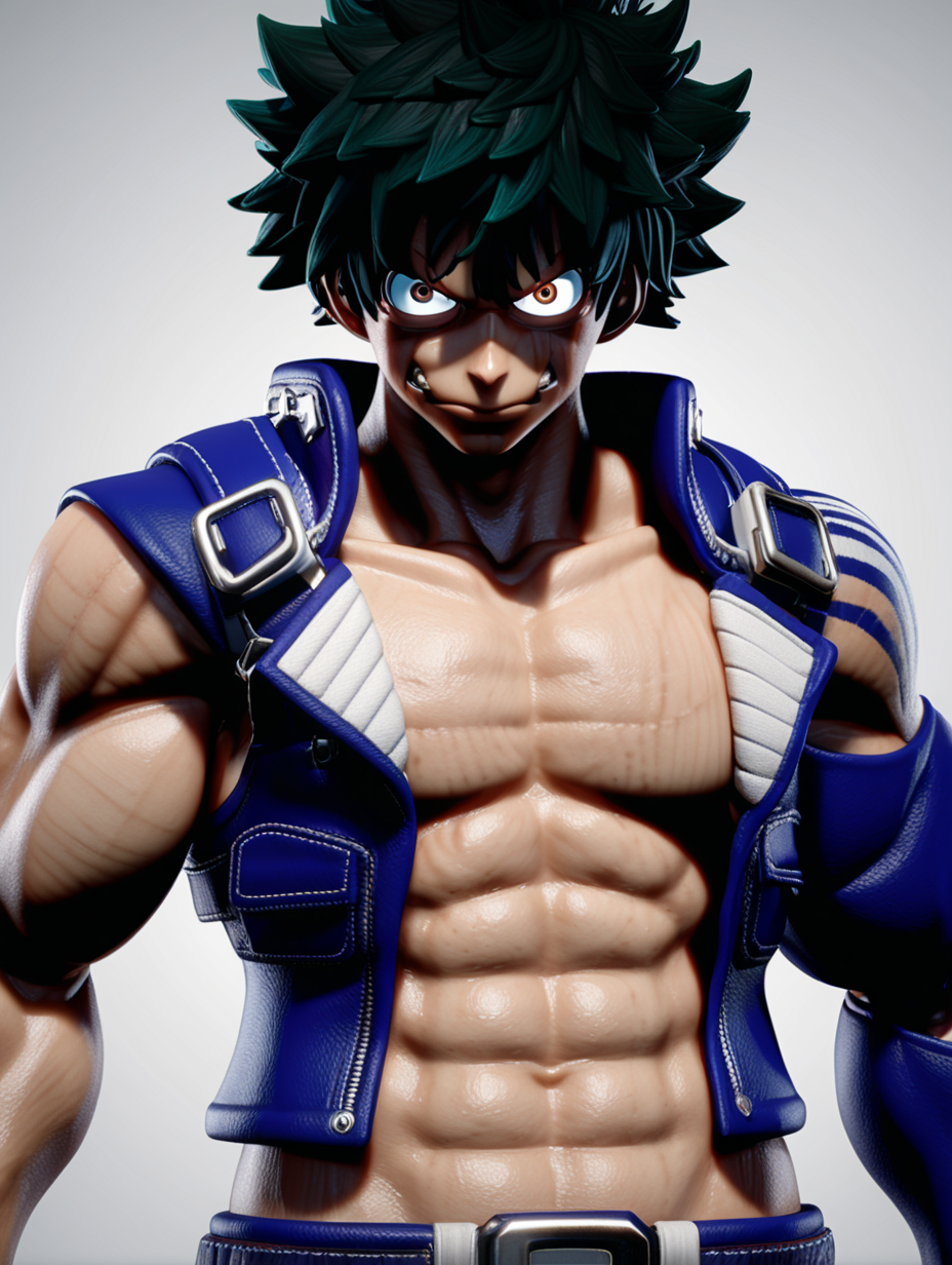 My hero academia. Dabi. Torso. patchwork Stitches. Topless. Very intricately and detailed. Unreal engine 5.
