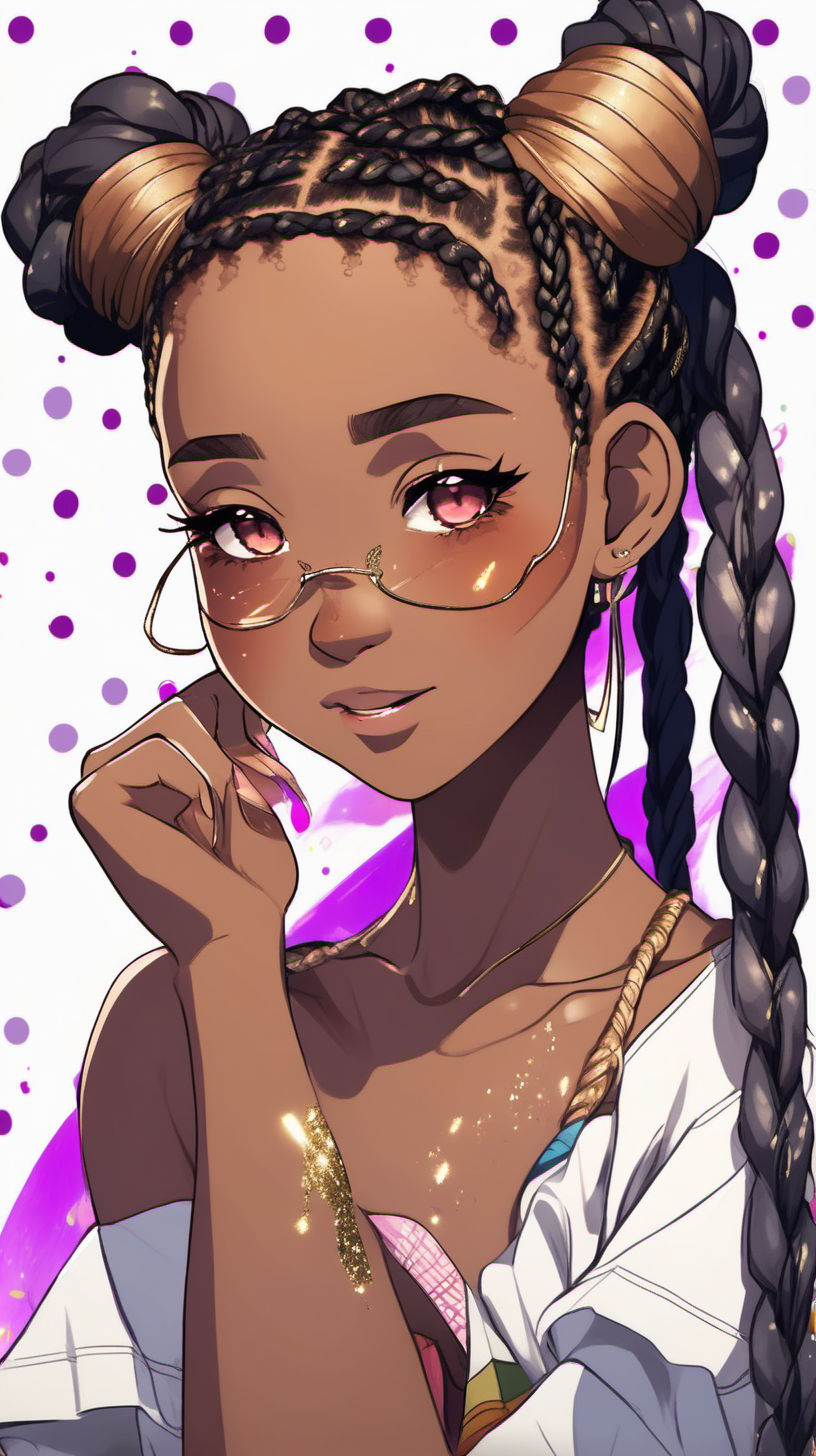 an African girl with braided buns a pretty