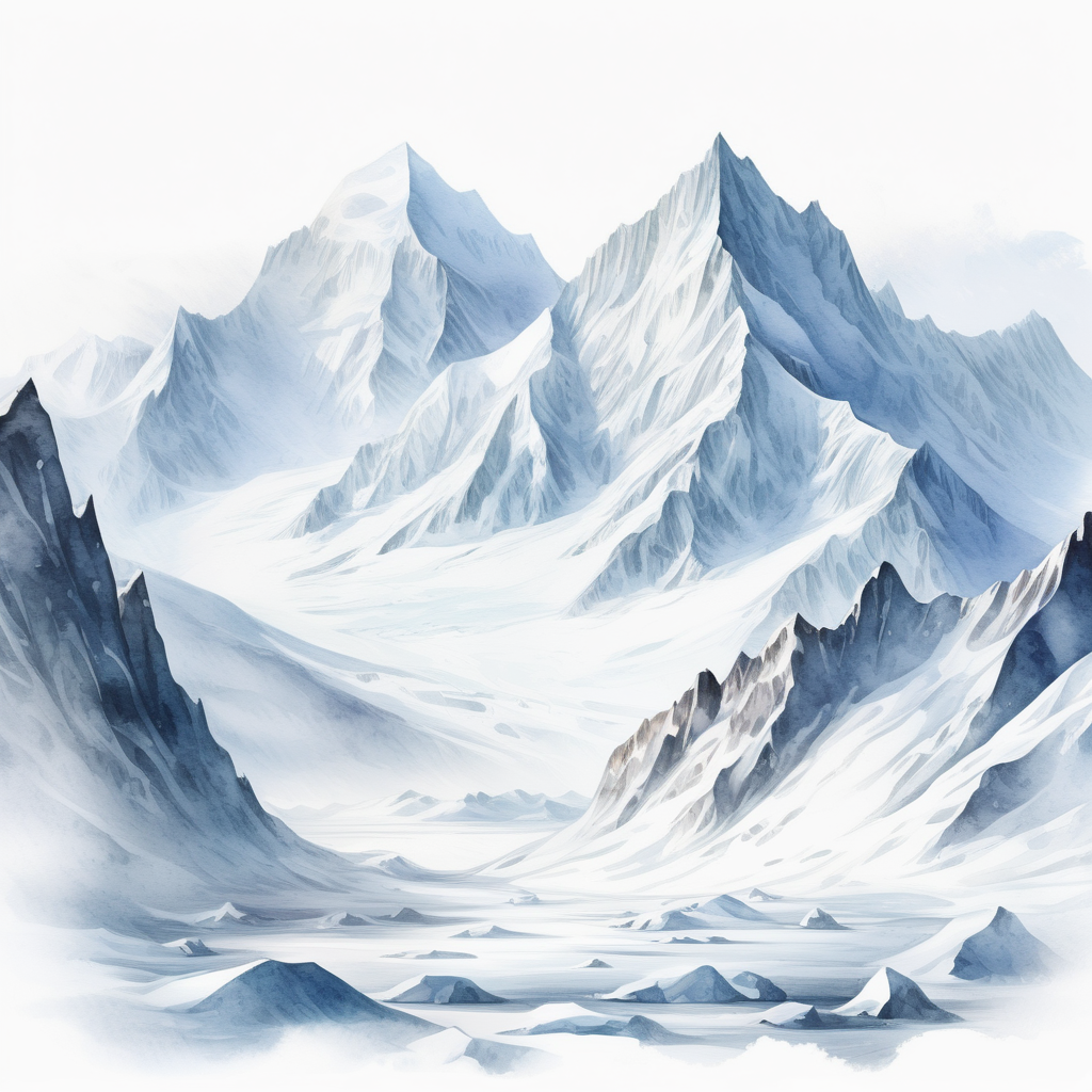 White backgroundCreate realisticSnowcovered mountains Great mountains covered in