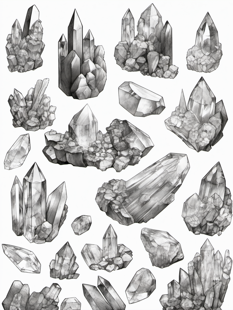 quartz crystals color page no color