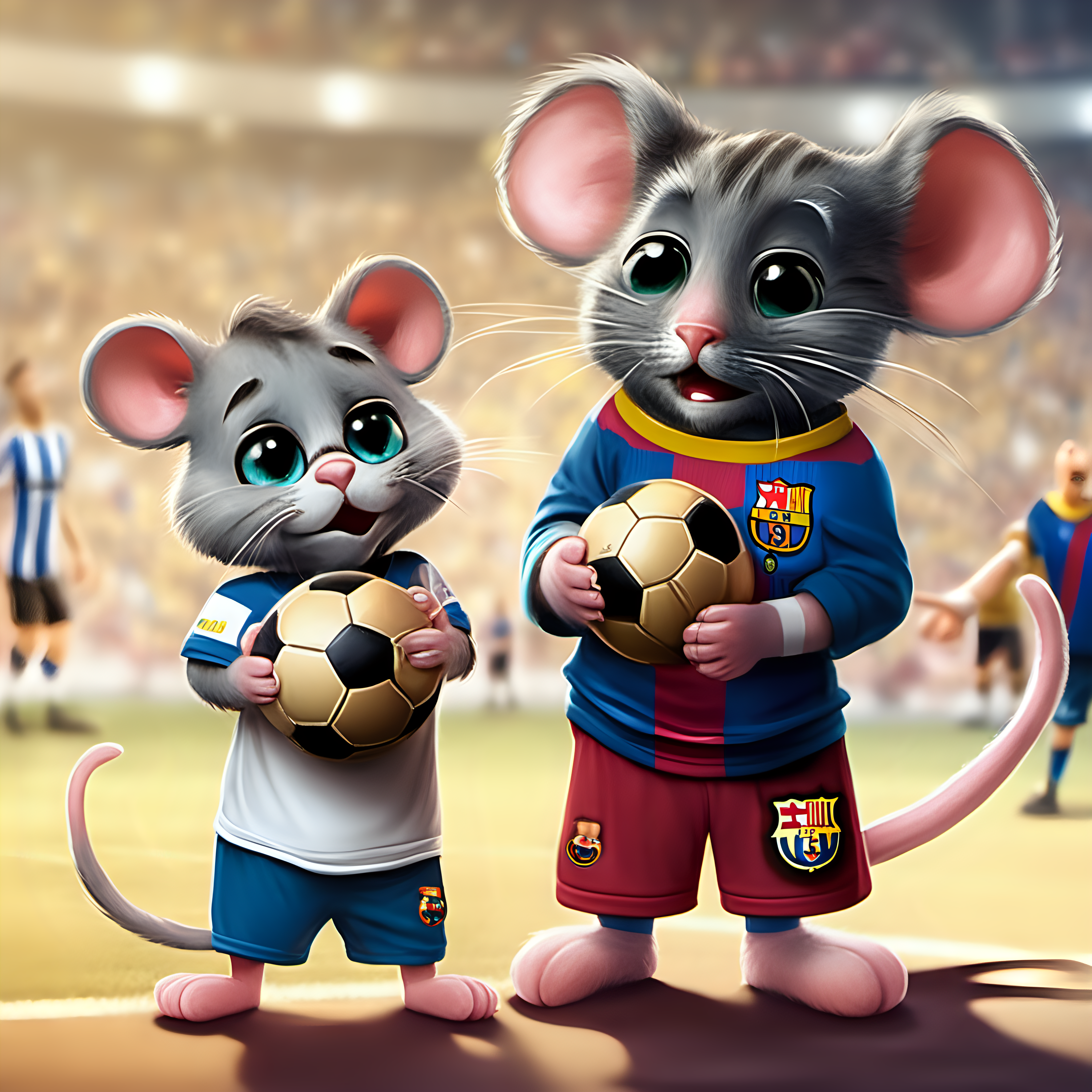 Mouse dressed as a footballer from FC Barcelona