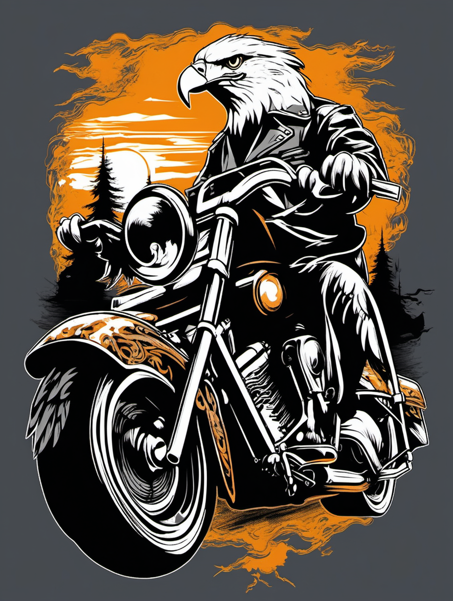 eagle on chopper biker tshirt