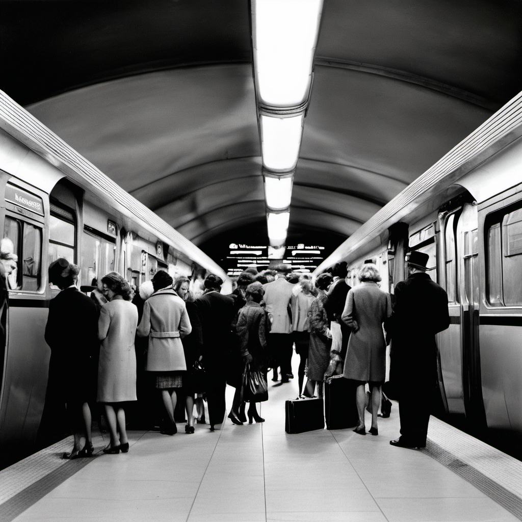 A secret meeting spot inside the subway station, unknown to everybody, Elliott Erwitt black-white photo