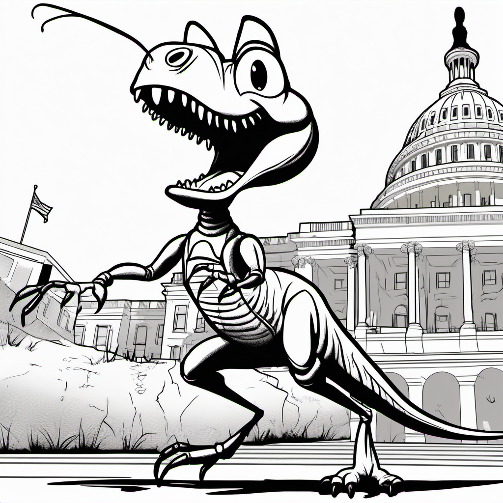 Ant dinosaur in Washington DC dark lines no