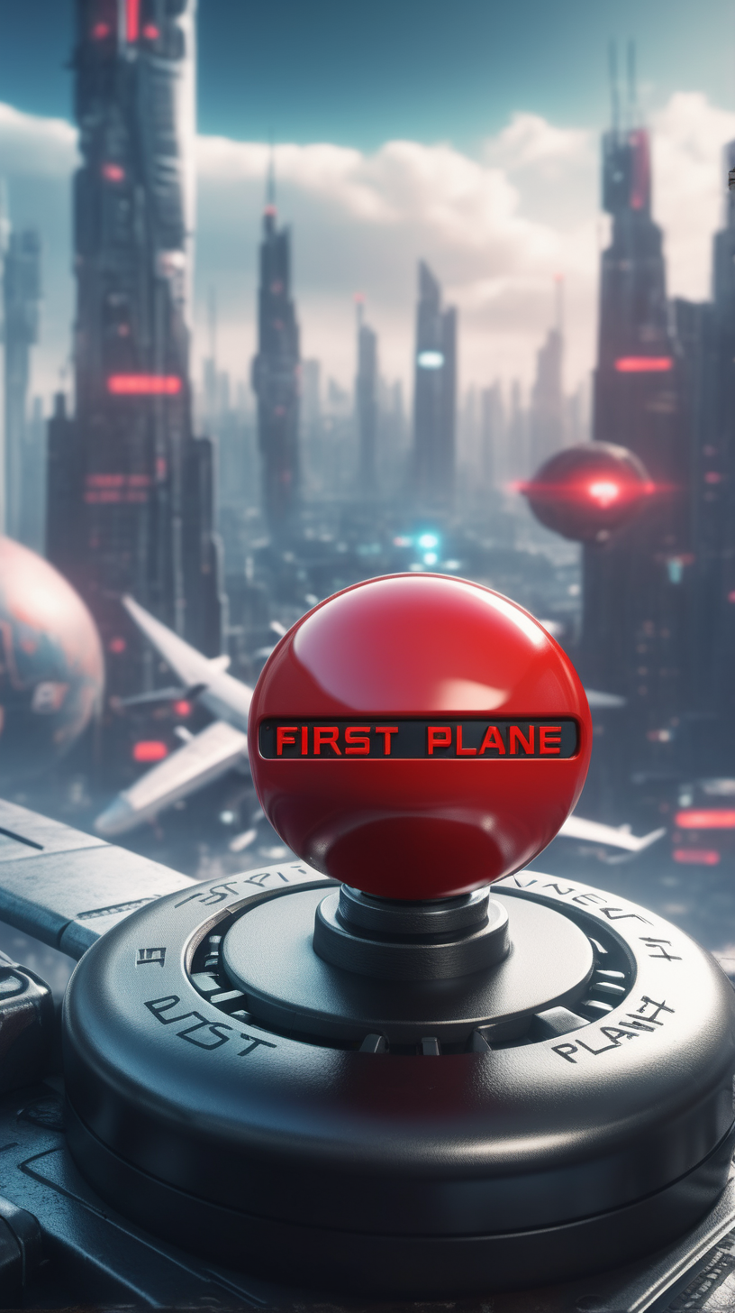 A red button on the first plane On