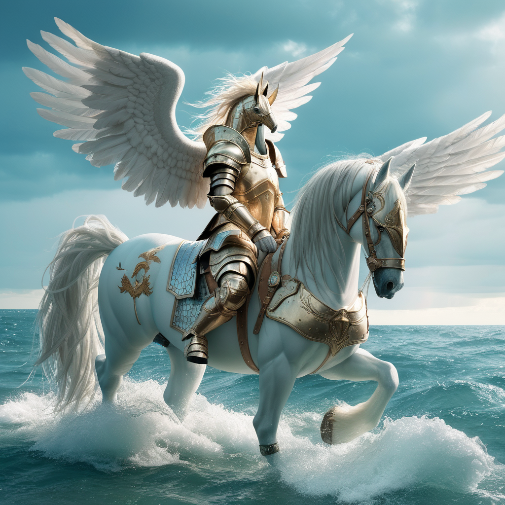 pegasus with armor in sea