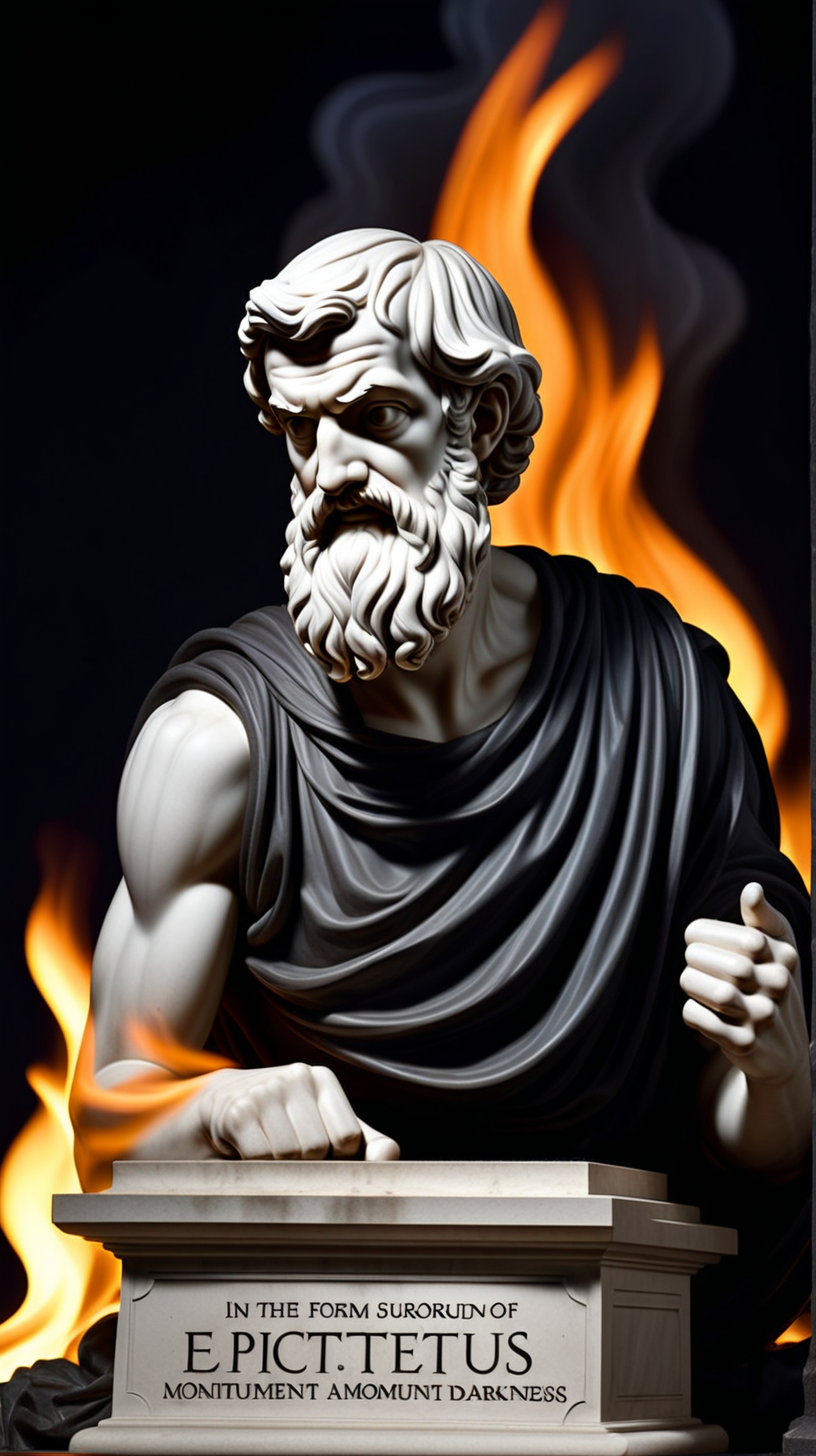 Epictetus: in the form of aggressive surrounding darkness and a monument burns