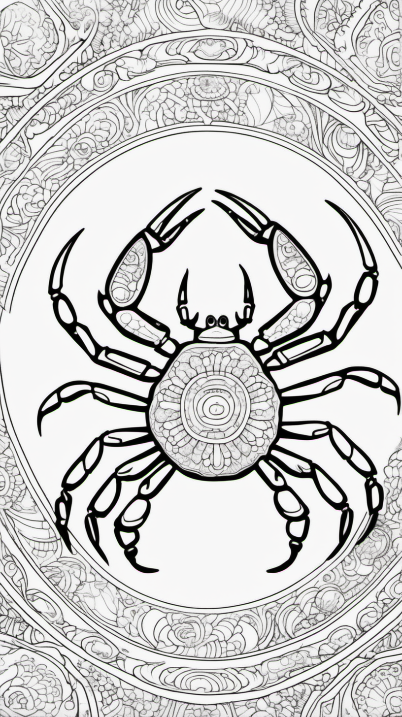 snowcrab mandala background coloring book page clean line