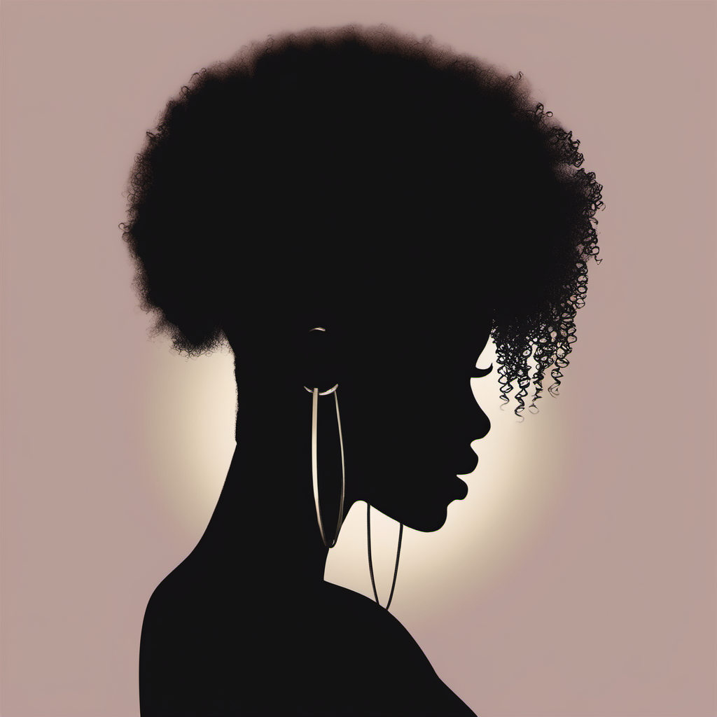 an album cover of a sillhoutte of a black female rnb singer with an afro
with no writing