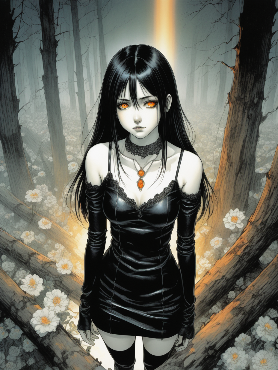 Gothic girl drawn in the artistic style of