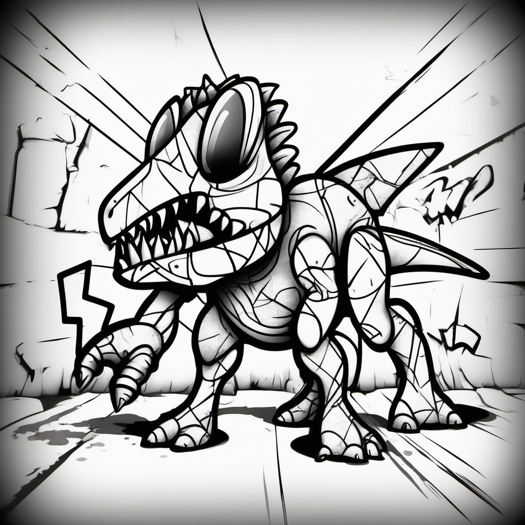 The word Dinosaur Ant in graffiti style coloring