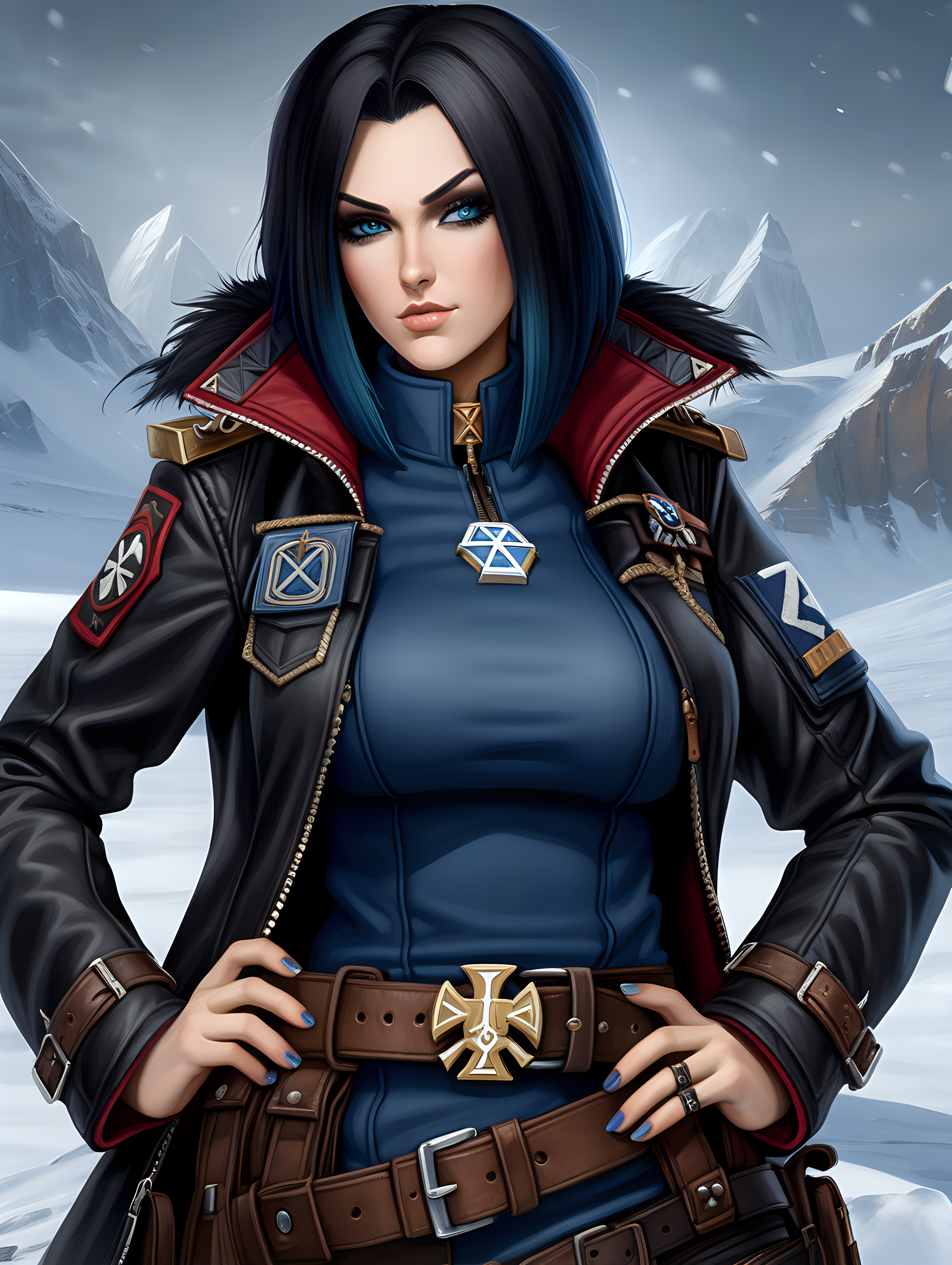 Warhammer 40K young very busty Commissar woman She