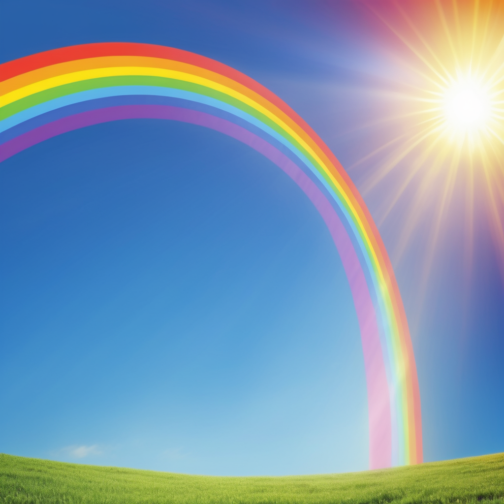 bright colored rainbow with the sun shining on