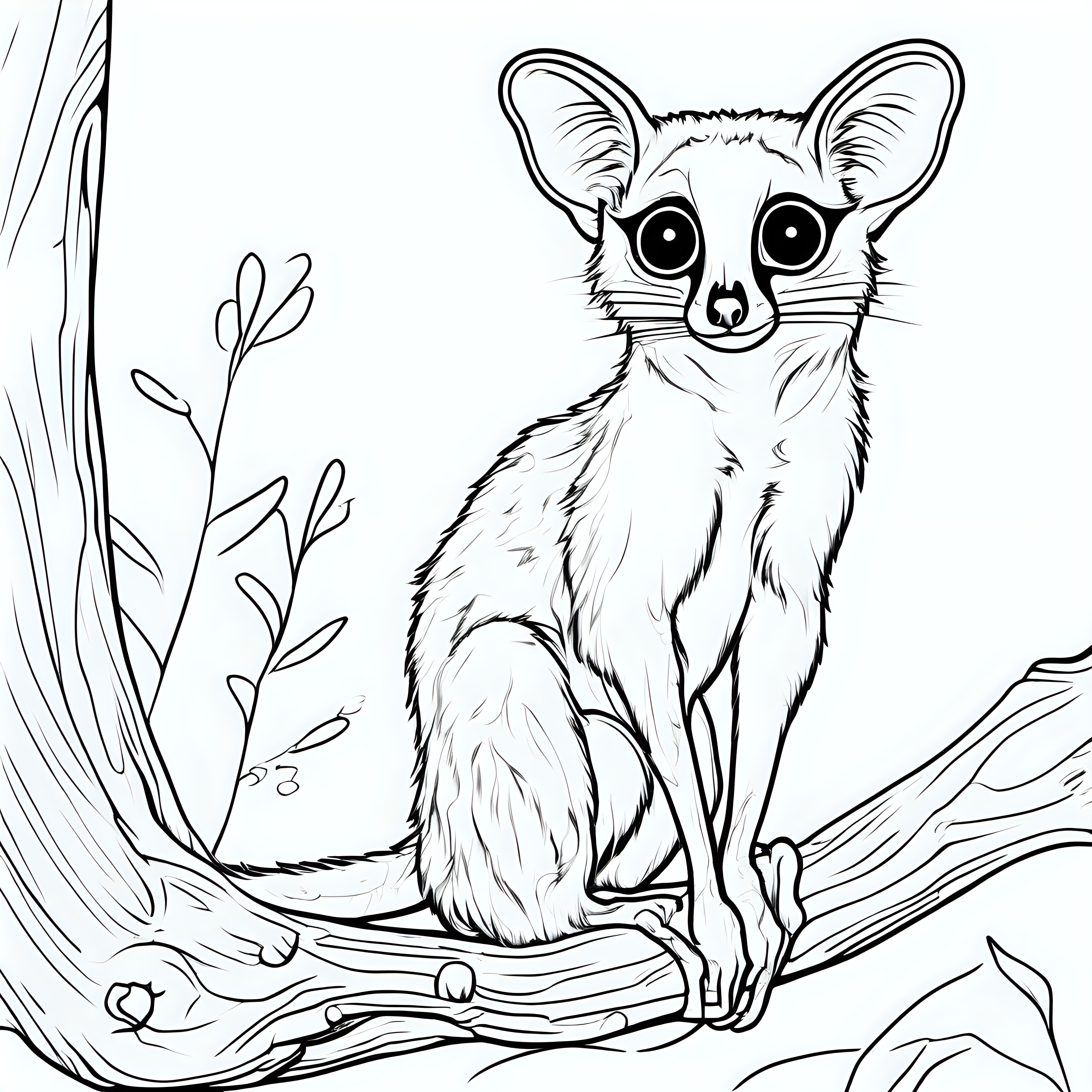 draw a cute Galago with only the outline
