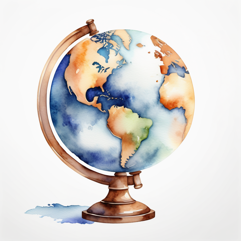 White backgroundCreate a realistic globewatercolor style
