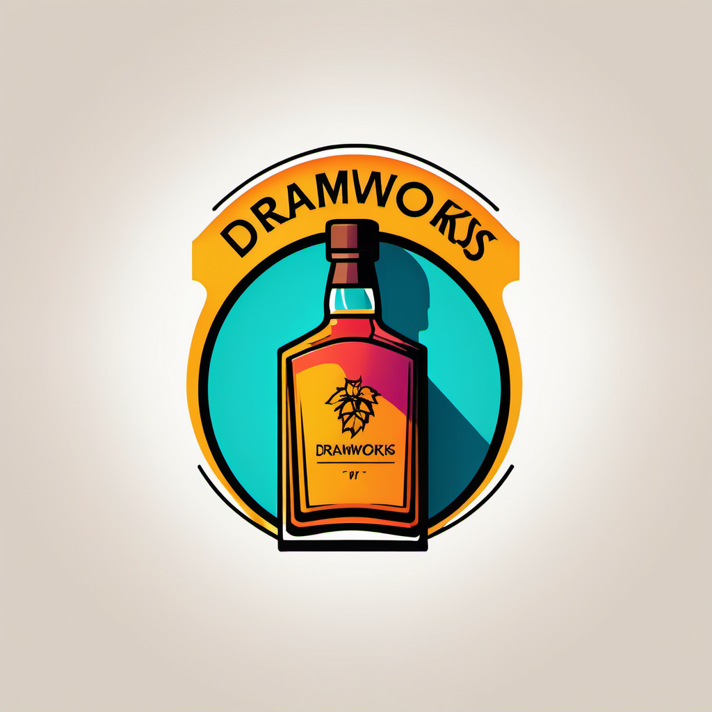 a minimalist modern whisky logo called dramworks using bright colours