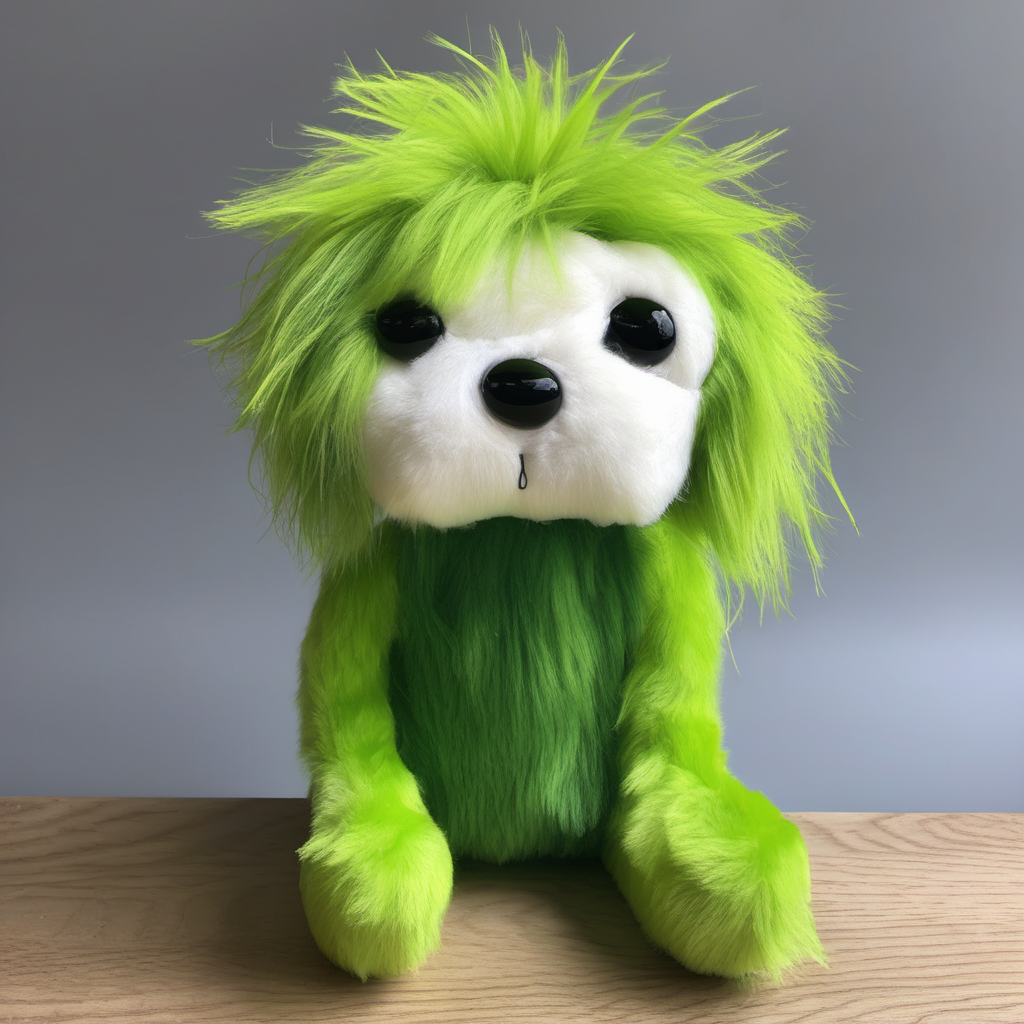 OSCAR THE GROUGH, GREEN . SOFT PLUSH TOY ,SHAGGY HAIR