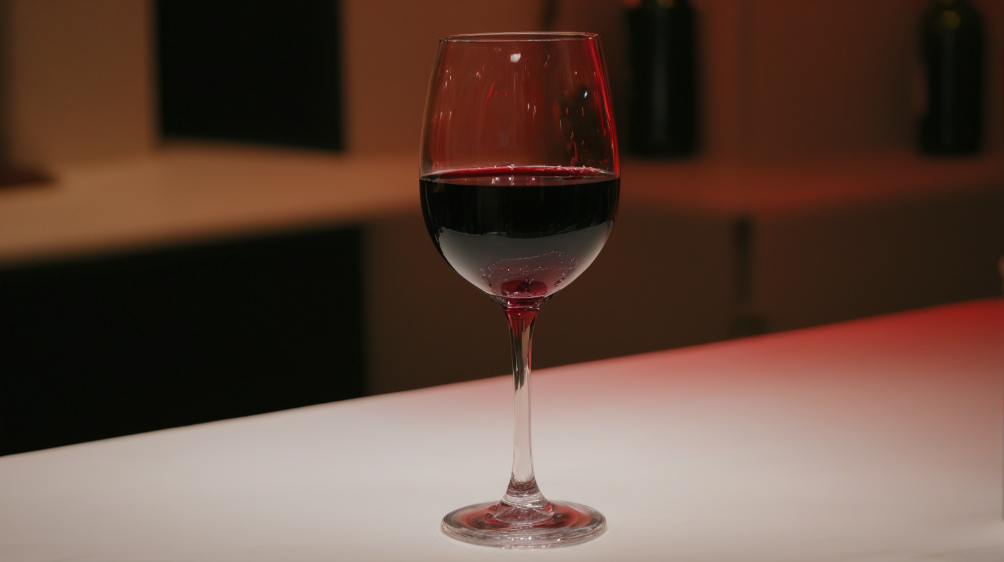 red wine in a single glass at a
