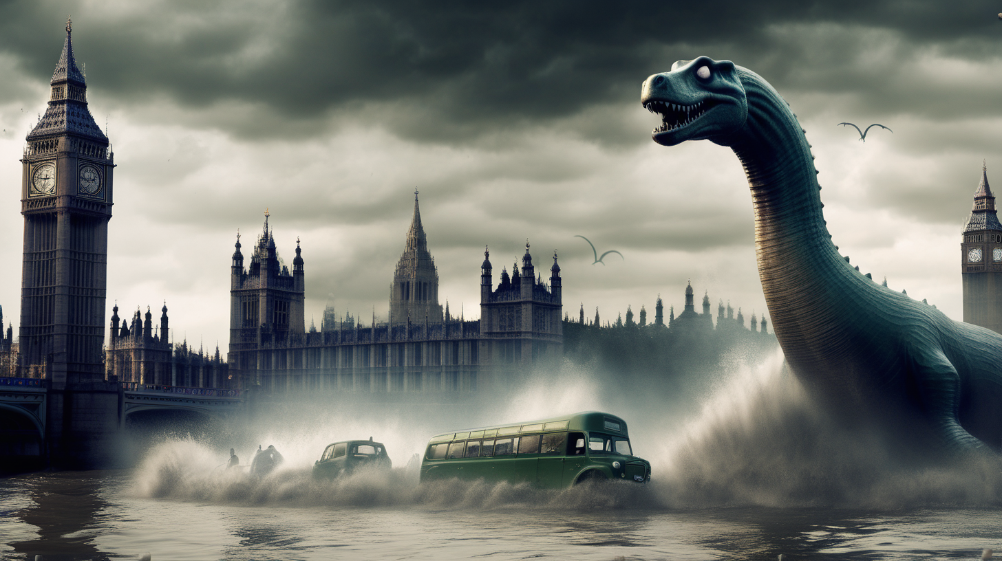 Loch Ness monster destroying London