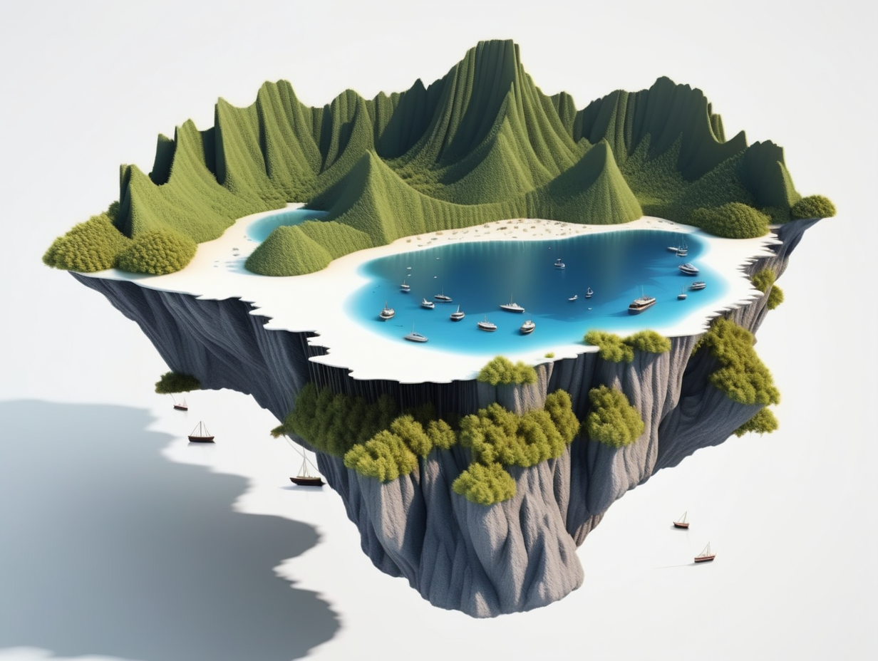 nusa tenggara island in 3D form floating in white background