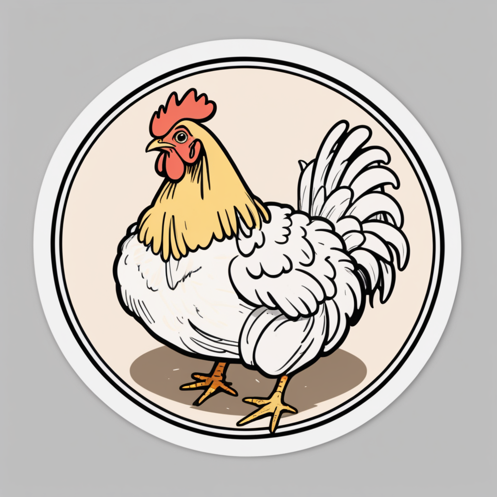 A round chicken sticker