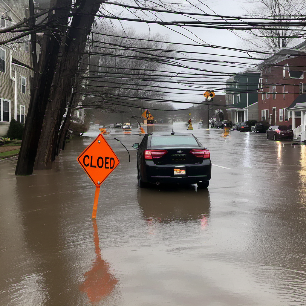 Power out for hundreds of thousands after rain and wind storm
in Greater Boston and New England with flood and road closed.