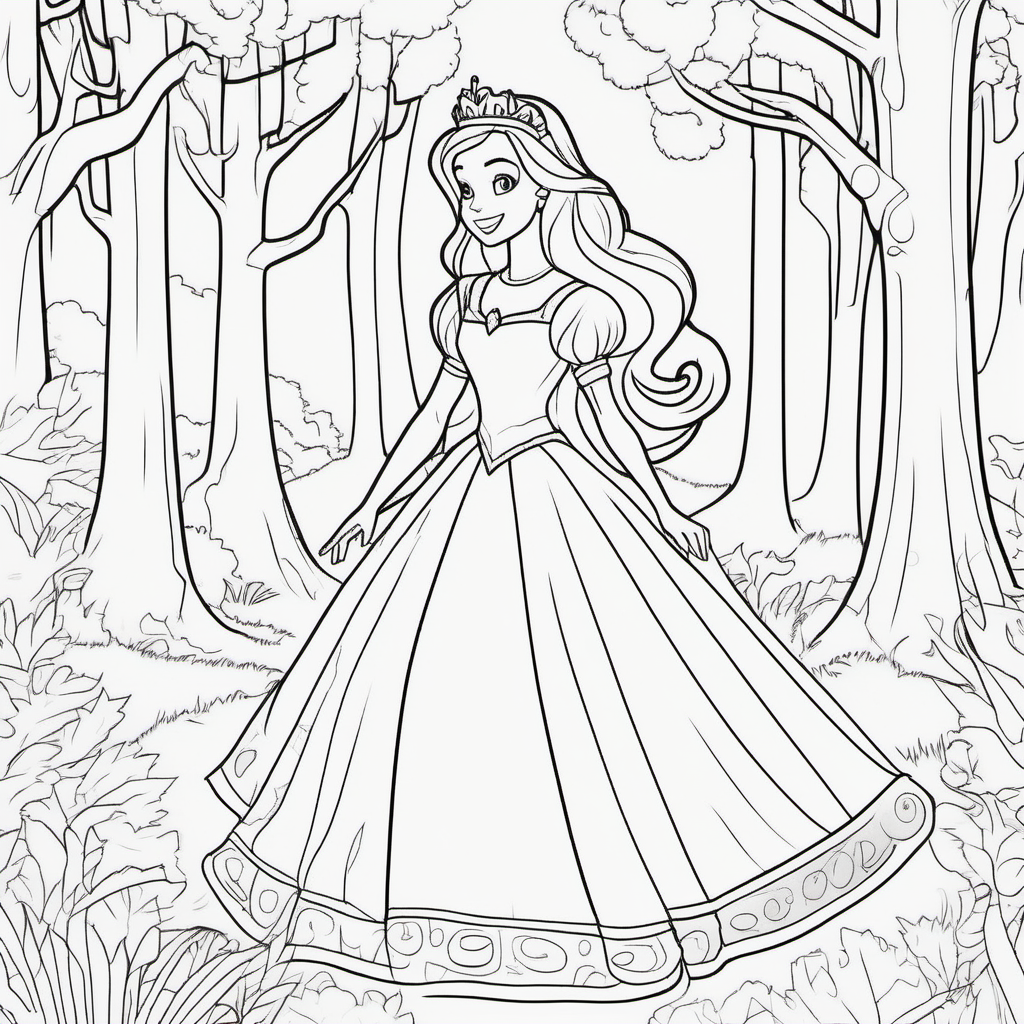 coloring pages for kids princess in front of