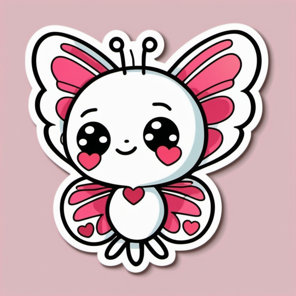 Sticker Cute valentine colorful Butterfly with Heartshaped Wings