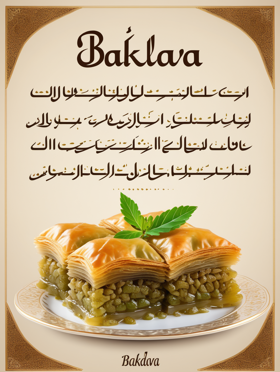 The word baklava in english using arabic font