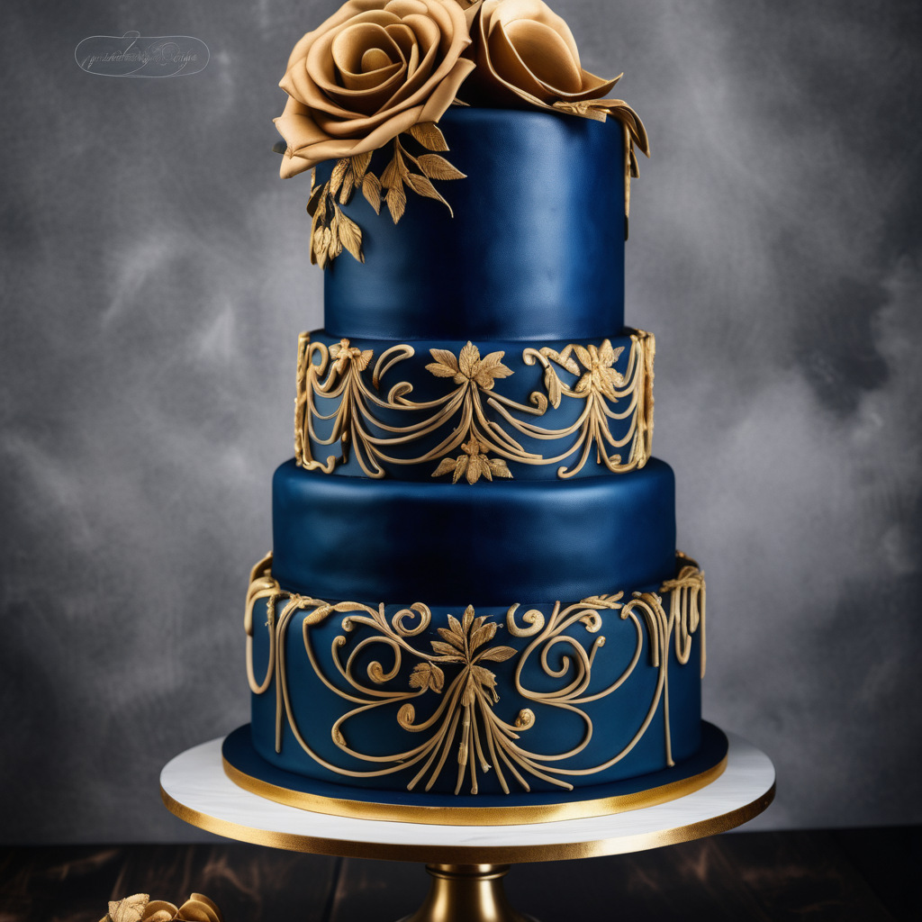 Anniversary cake for thirties With deep blue color