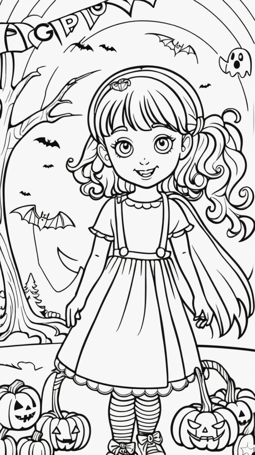 Cover of a childrens coloring book girl at