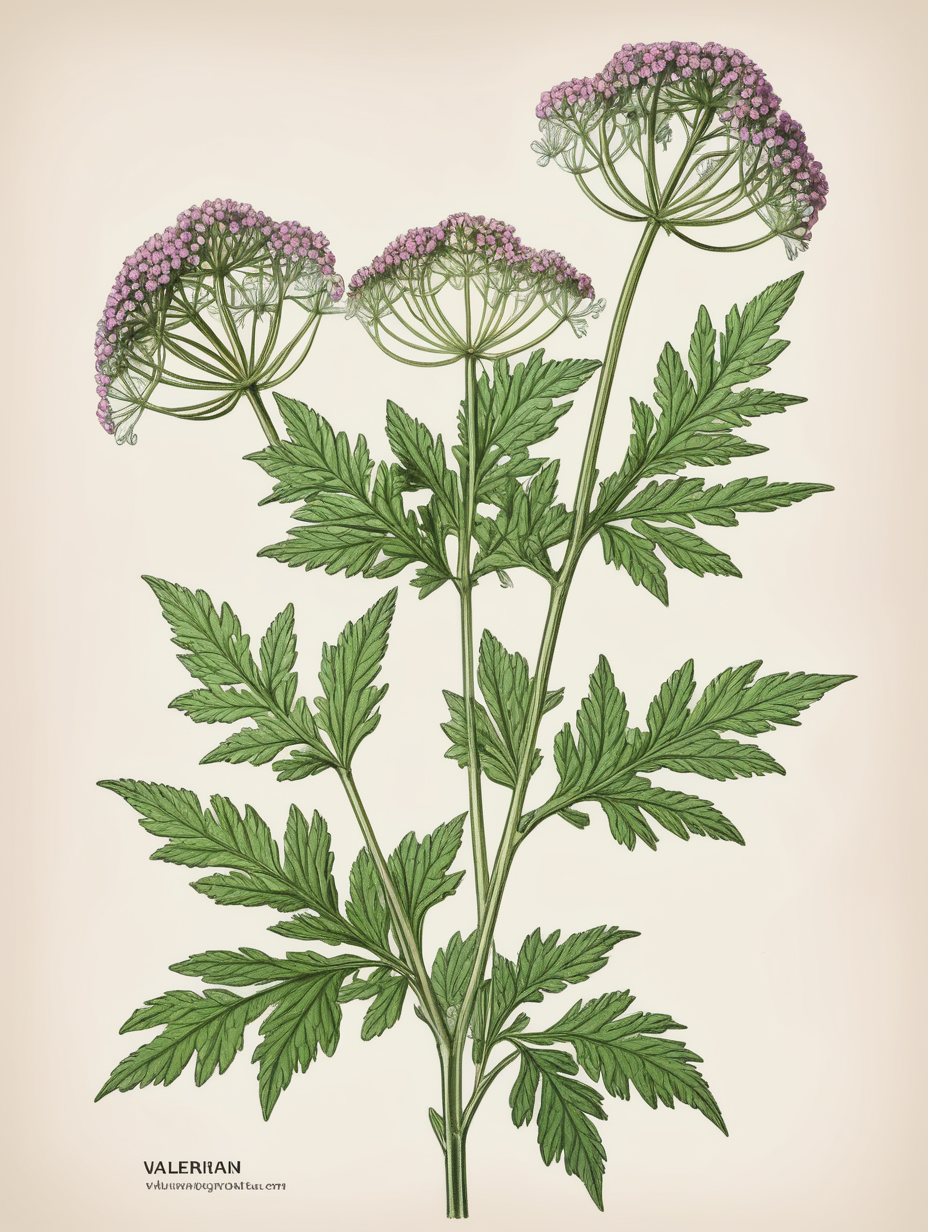Valerian plant botanical illustration