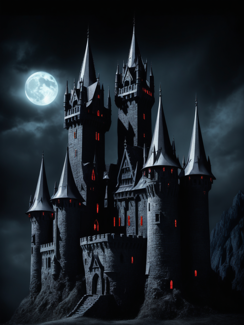 gothic castle blacklit with small windows 3 pointed