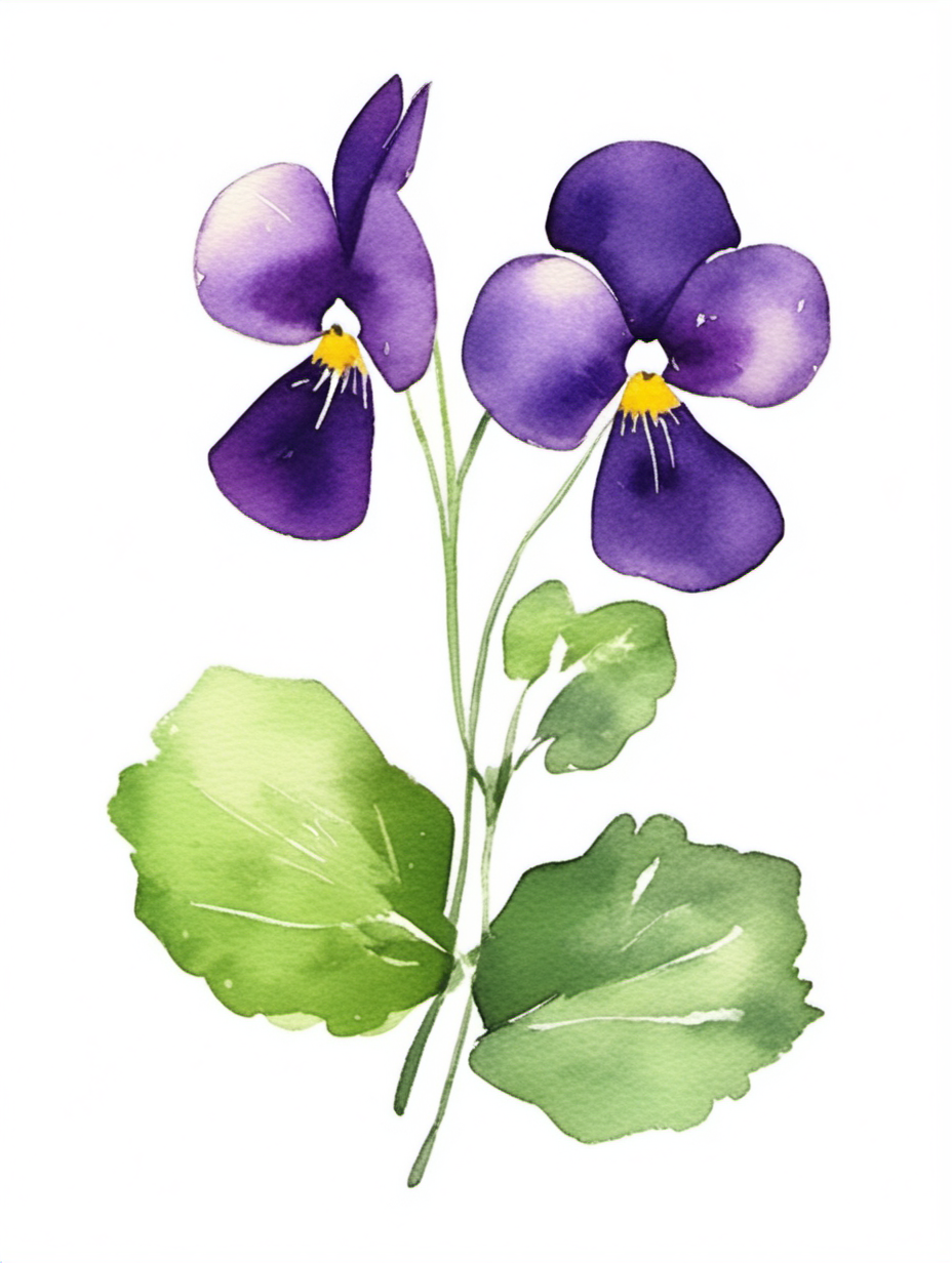 simple single violet, watercolor style, with a white background