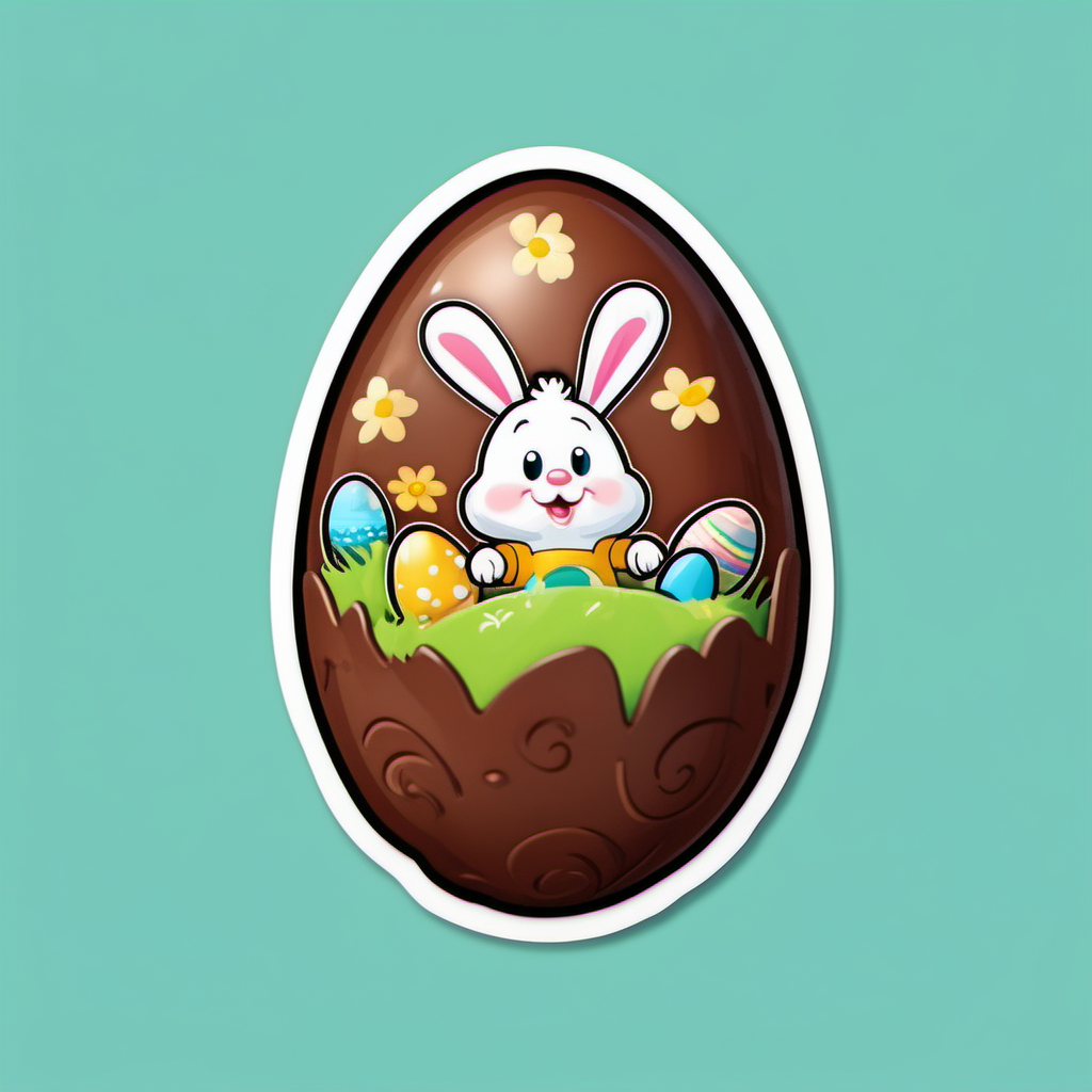 
sticker, chocolate easter egg , so cute,  big, cartoon 
fairytale, 
 incredibly high detail, 16k, octane rendering, gorgeous, wide angle.