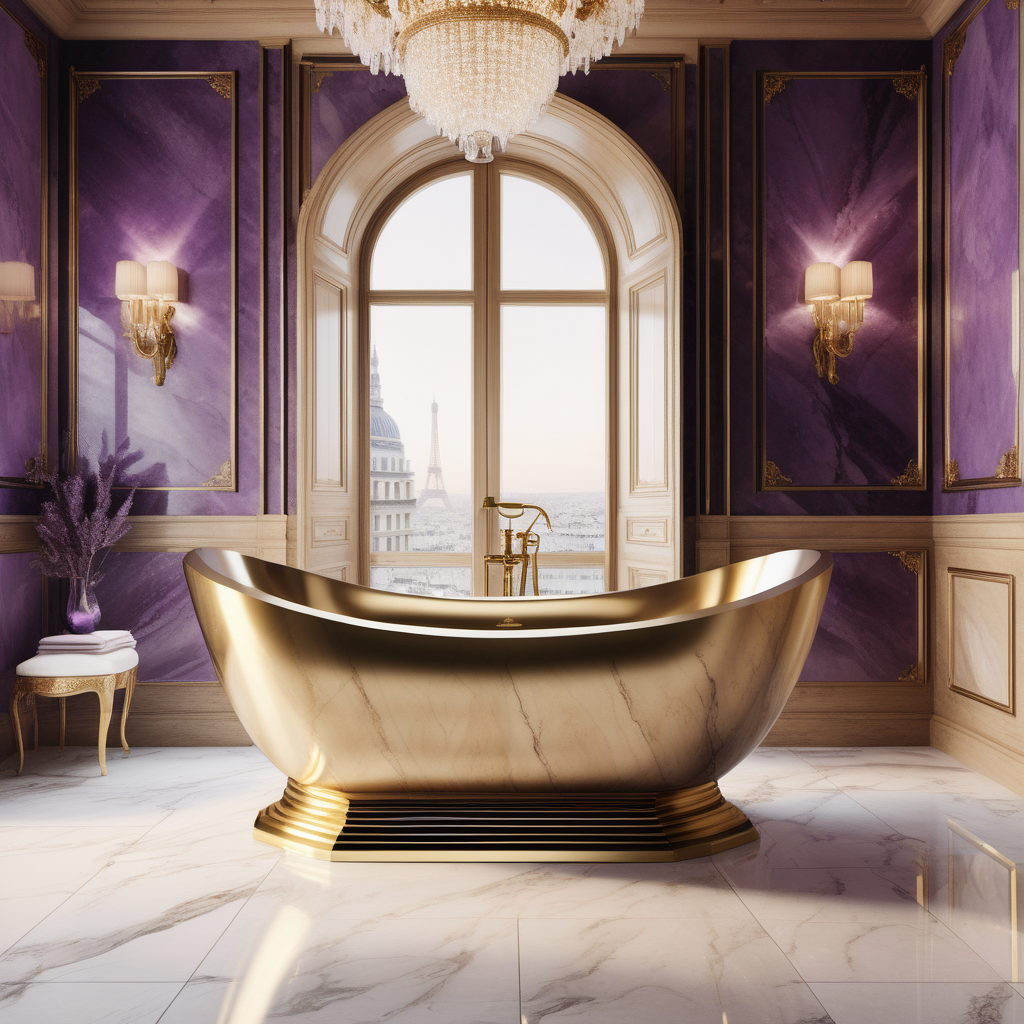 a hyperrealistic image of an Amethyst stone bathtub