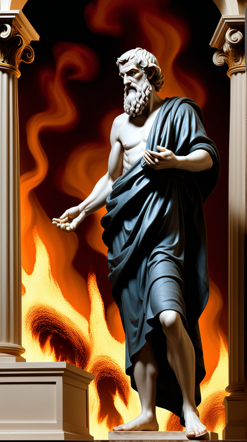 Epictetus: before the aggressor's palace and surrounded by fire and darkness