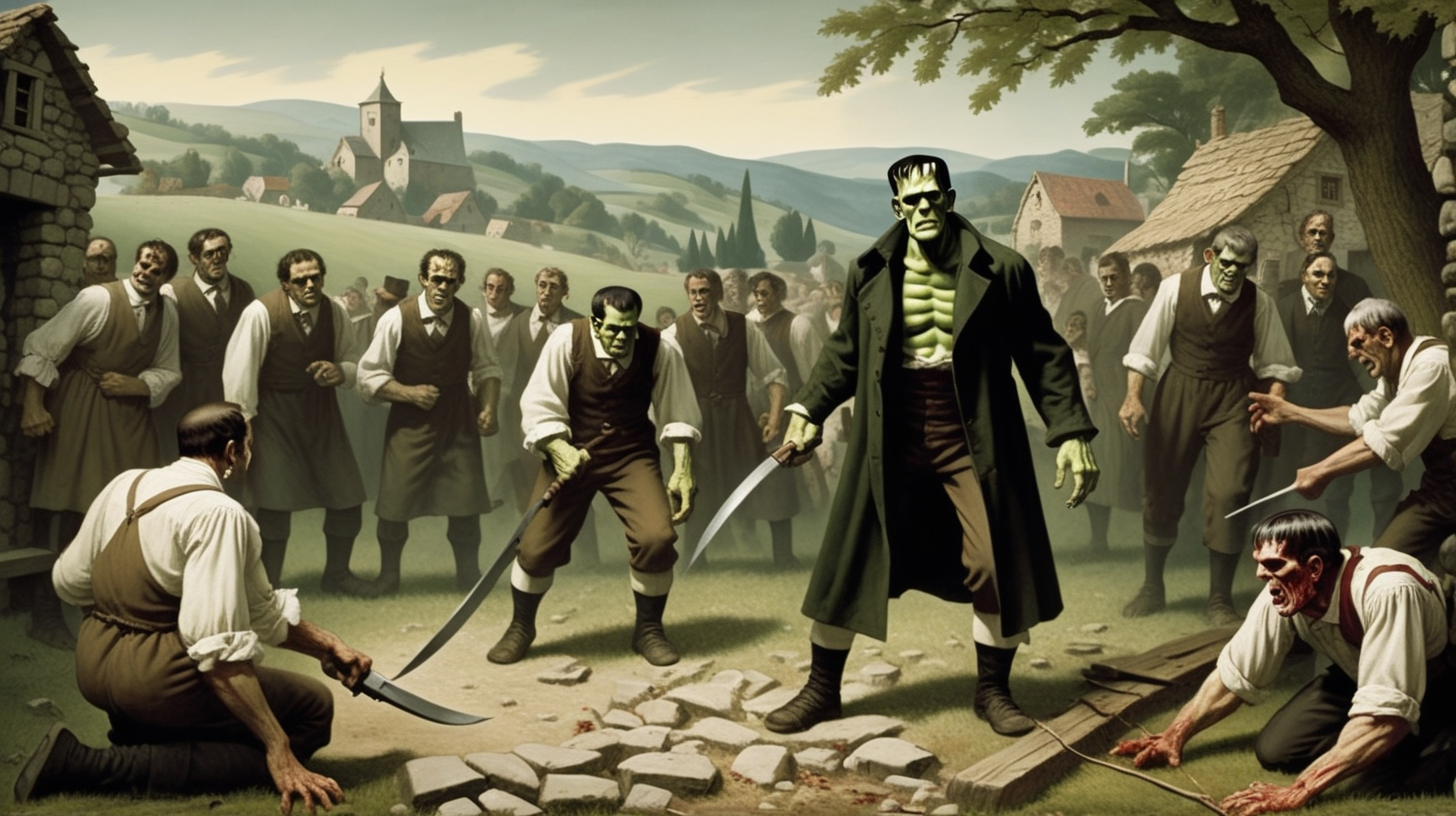 Frankenstein killing villagers