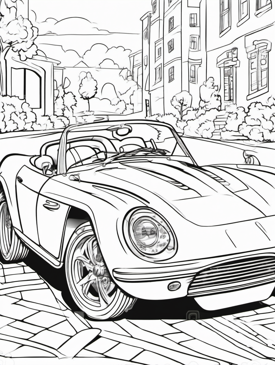 roadster sportscar for childrens colouring book