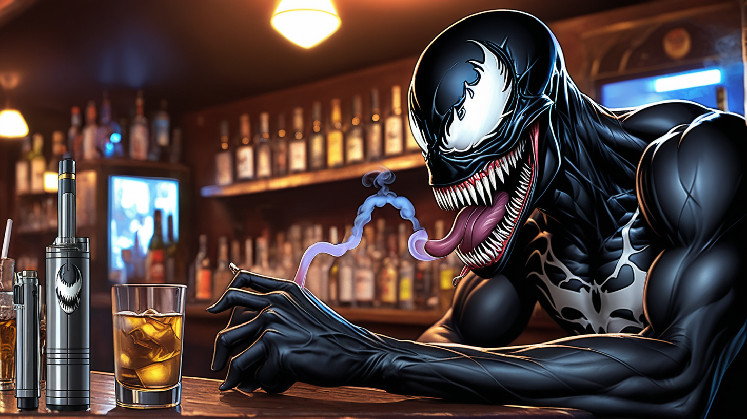 Venom vaping at a bar