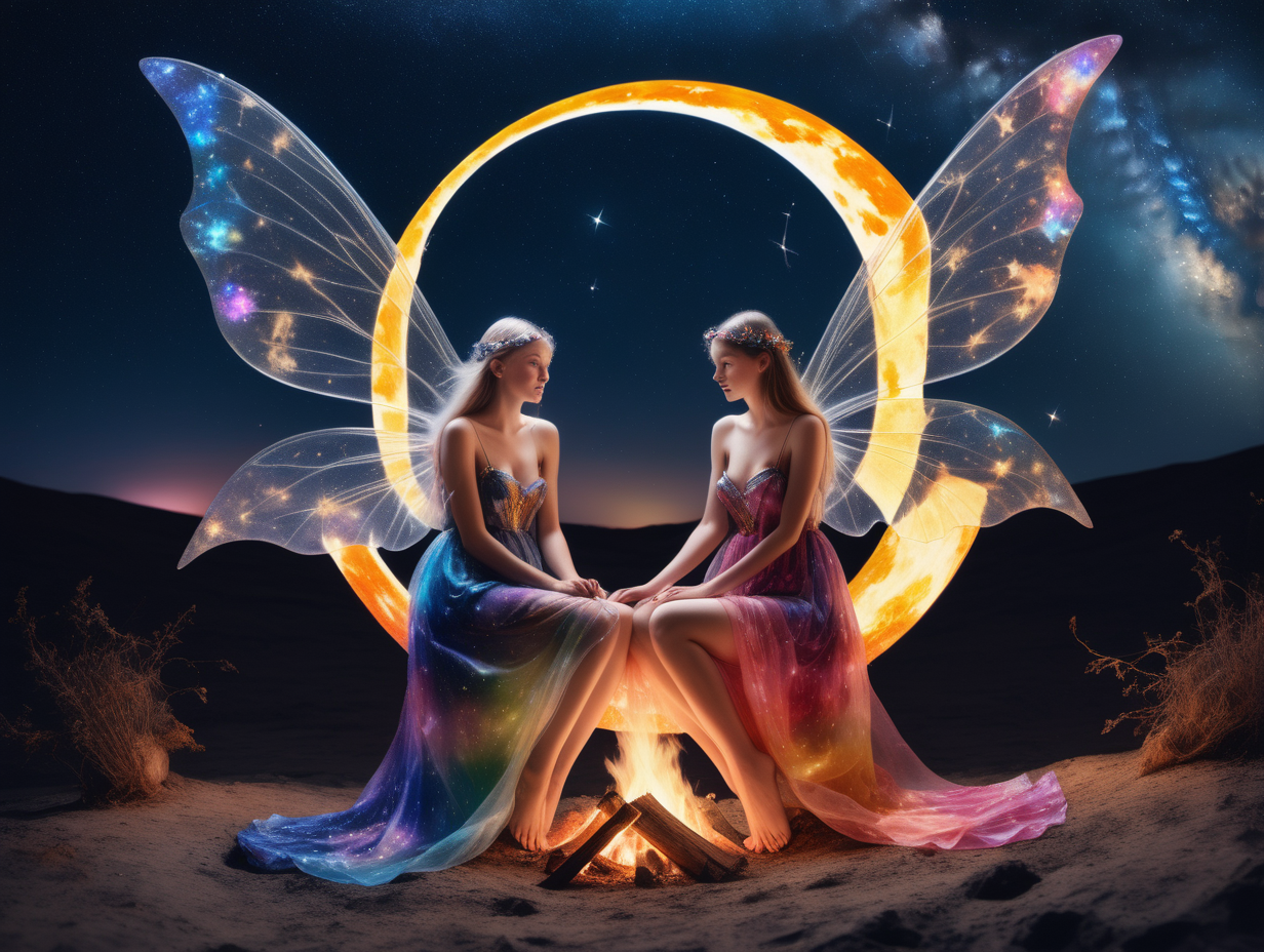 hyperrealistic extreme detail photograph of 2 female fairies