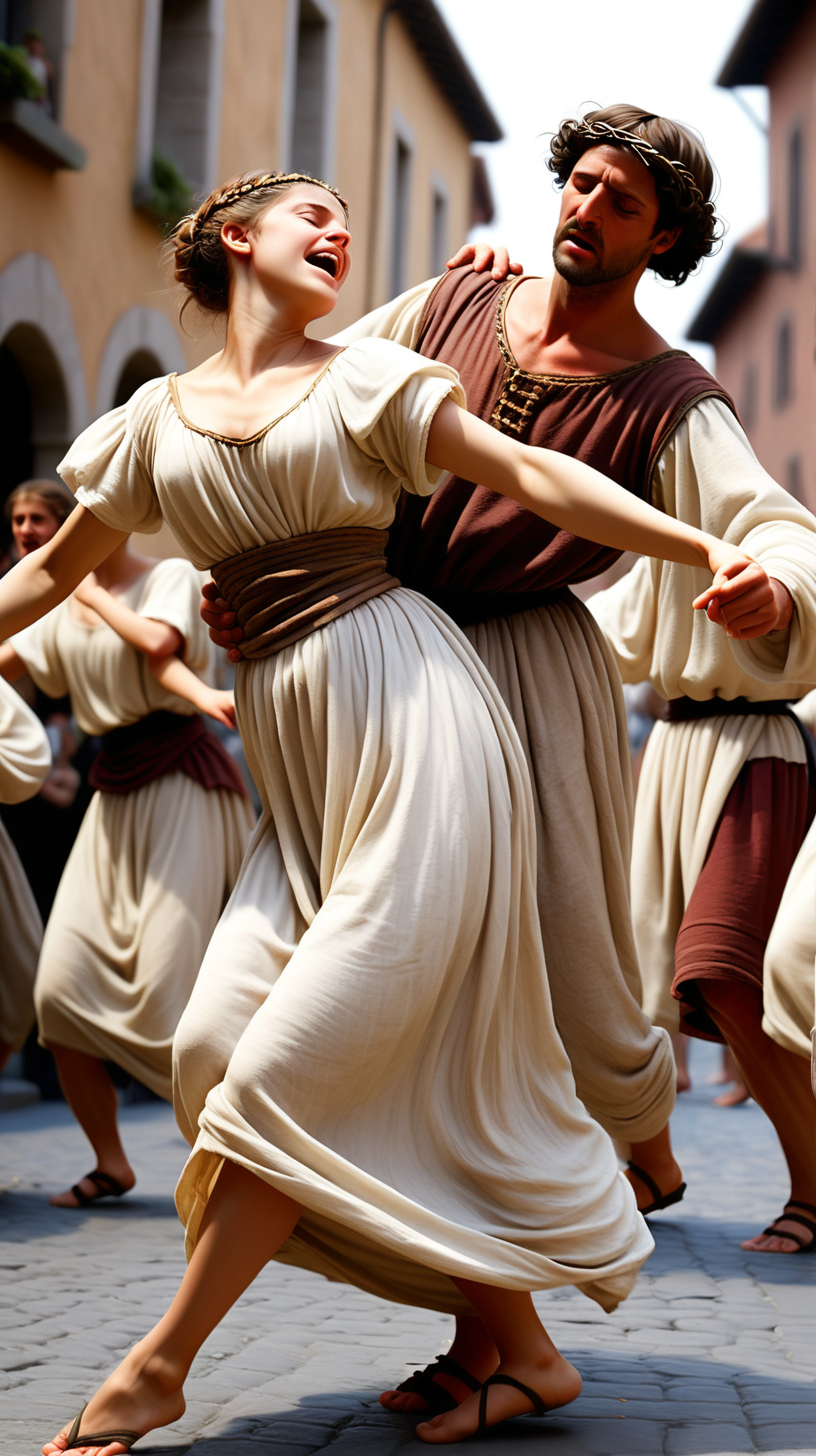 ancient europe People would dance uncontrollably in the streets for days on end, often resulting in exhaustion, injury, and even death.
