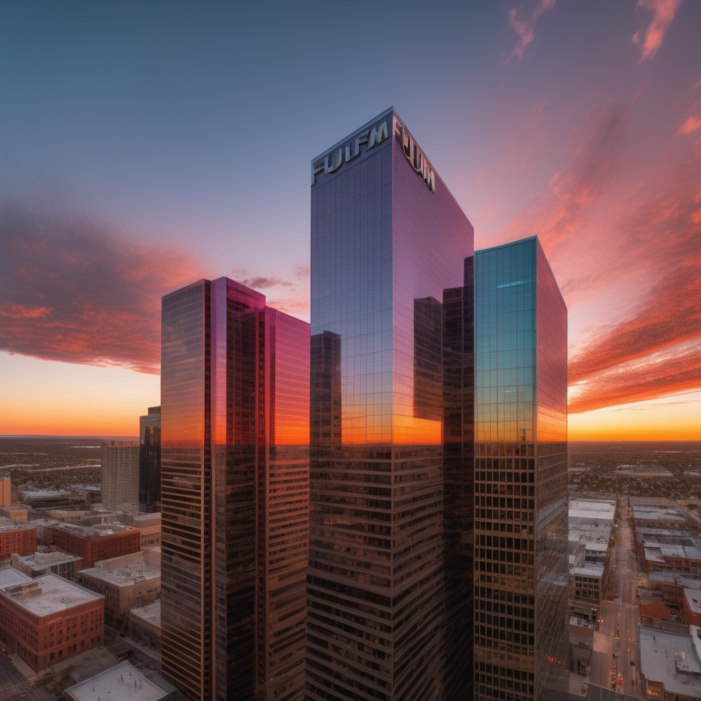 Downtown Panorama Sunset Hues Reflective Glass Faades Fujifilm