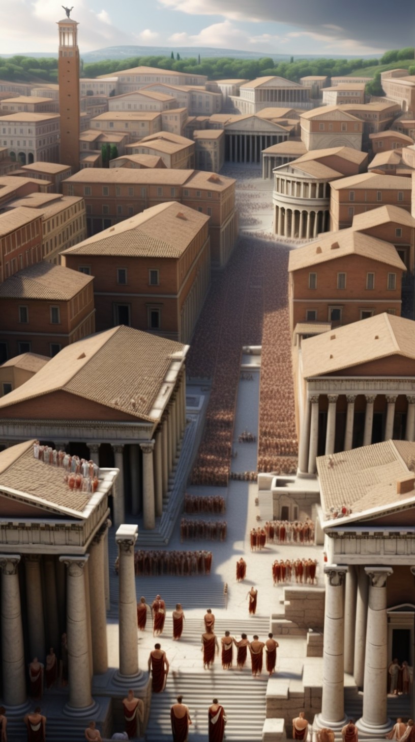 ancient roman city full of people