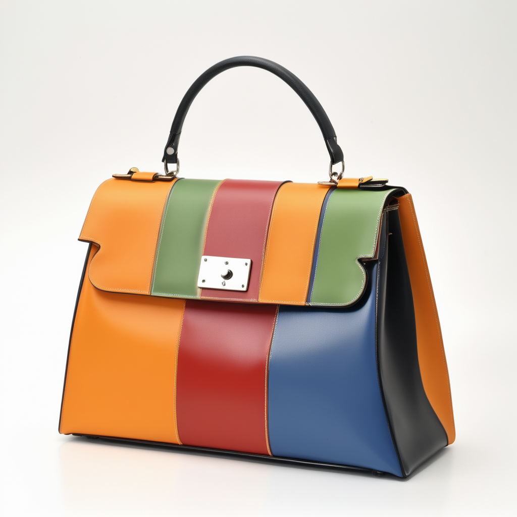 kelly bag with colored leathers with inserts snap