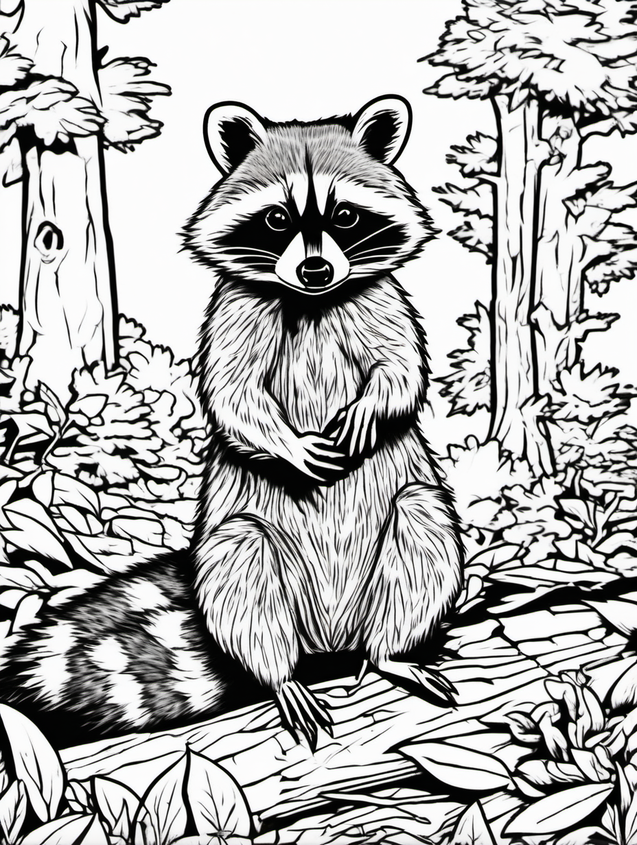racoon coloring page low details no colors no