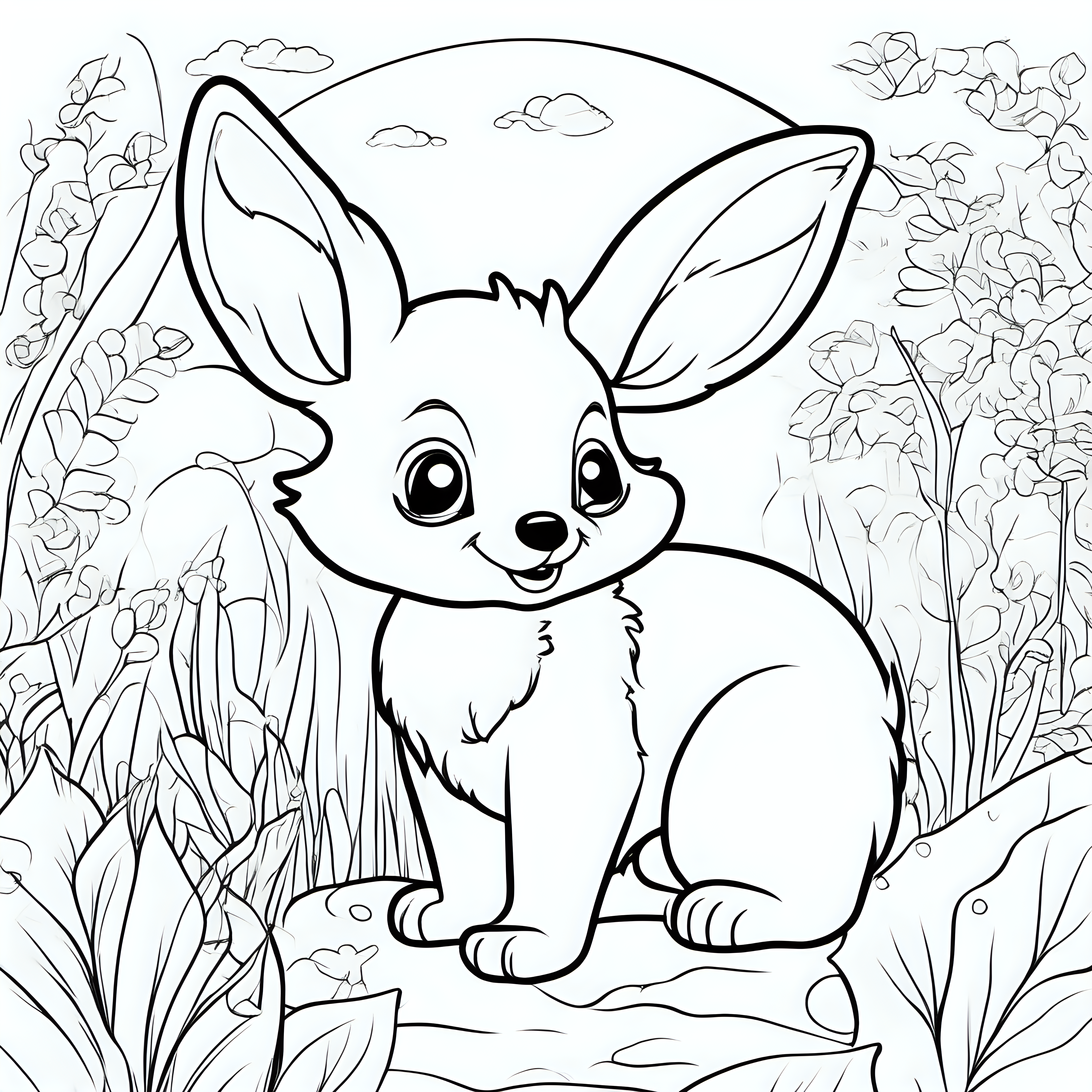 draw cute animals with only the outline in back for a coloring book