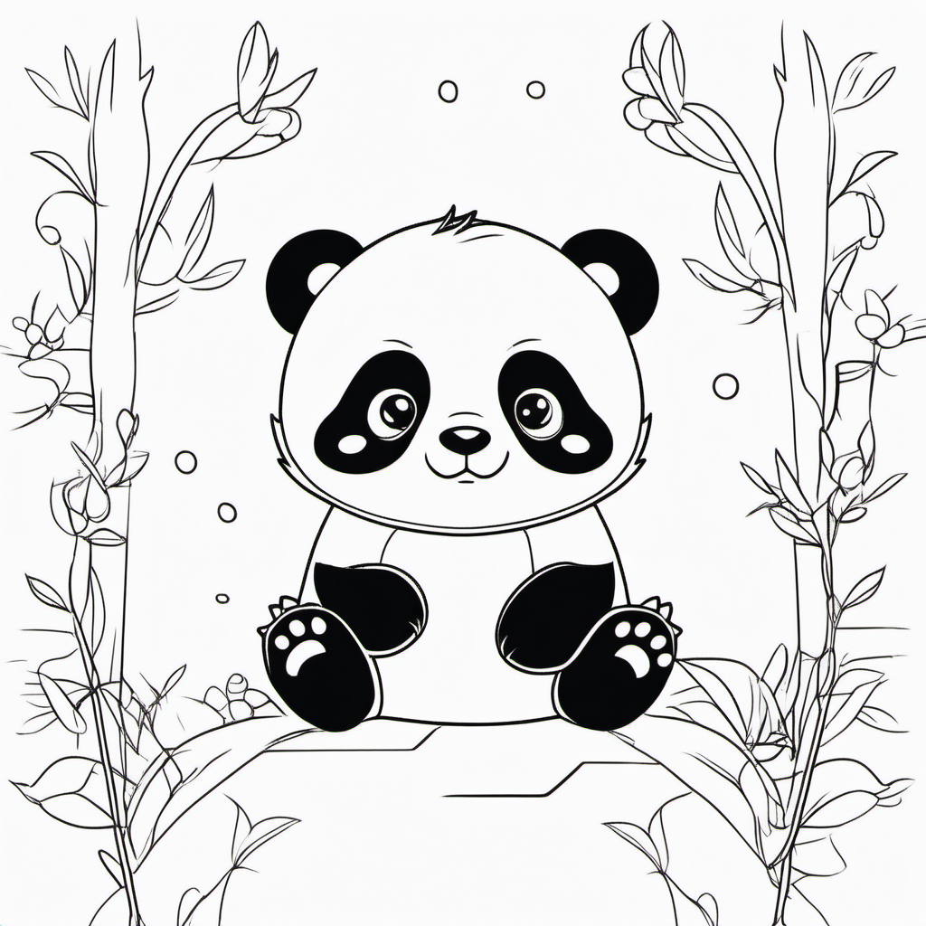draw a cute panda with only the outline